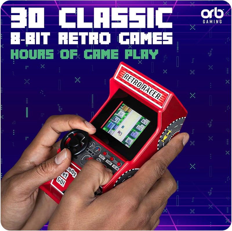 Thumbs Up Orb - Mini Arcade Racing Machine: Handheld Console with 30 Pre-Loaded 8-Bit Games, 2.4" LCD Screen, Steering Wheel, Gear Stick, Control Buttons, Games Console - Image 2